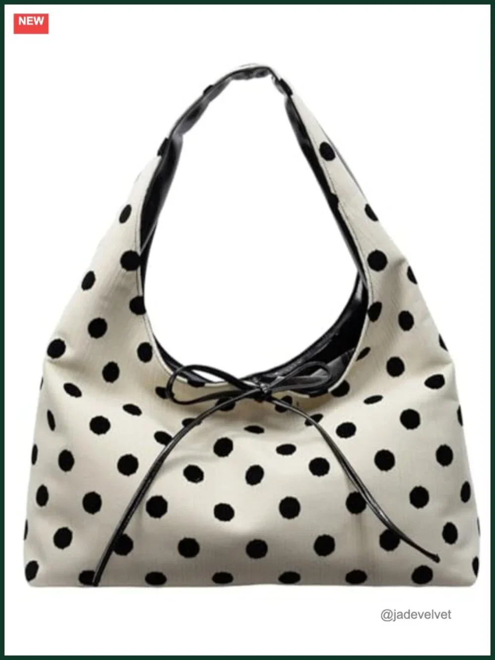 Polka Dot Hobo Shoulder Bag Women Faux Leather Large Tote Satchel Work Travel